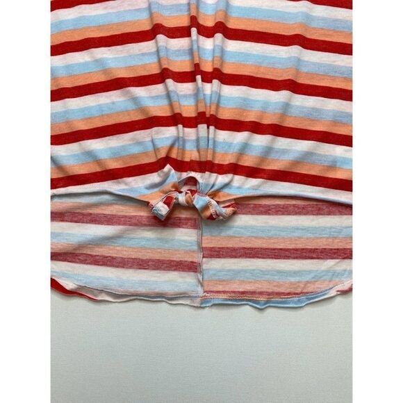 William Rast Burnout Shirt Top Large Striped Juniors' Tie-Front Scoop Neck NEW - Picture 6 of 9